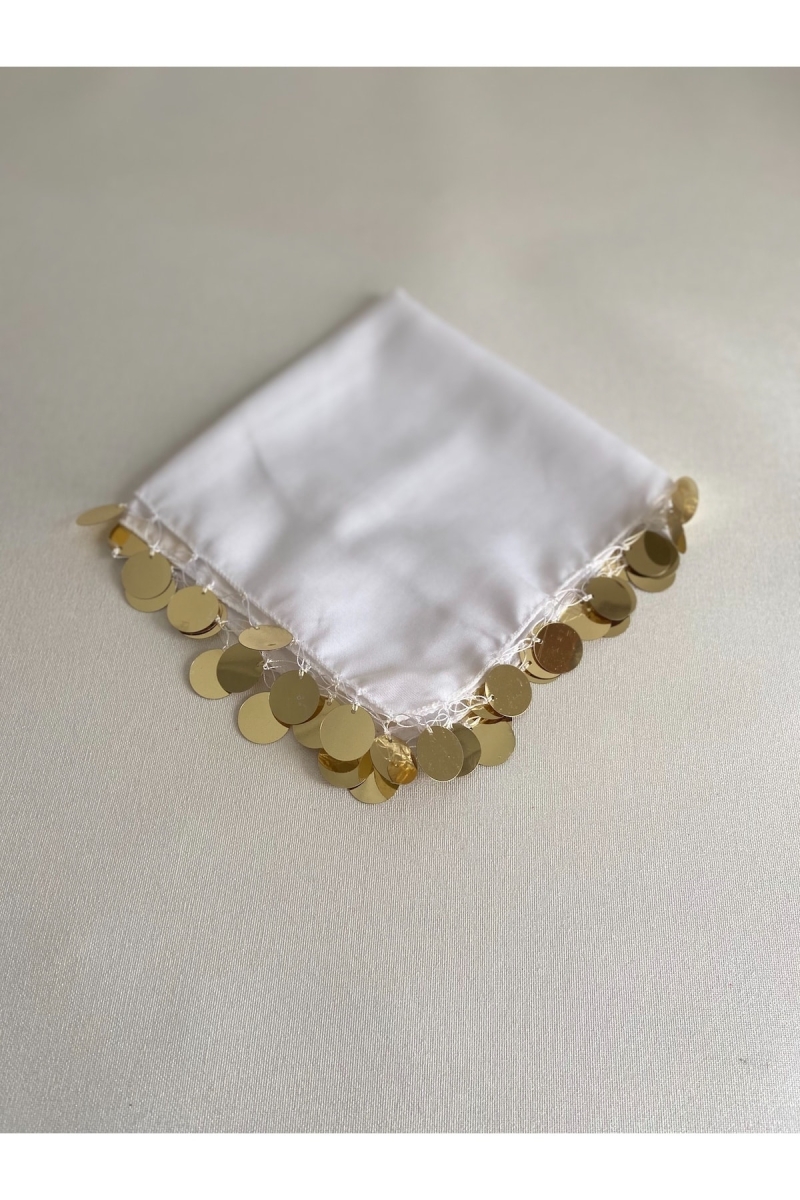Beyaza Gold Şifon Gelin Nedime Halay Mendil 5 Adet Kına Gecesi Malzemesi
