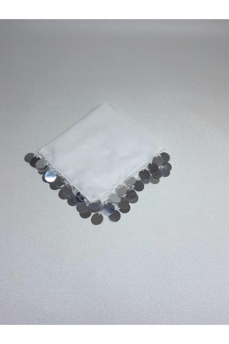 Beyaza Gümüş Şifon Gelin Nedime Halay Mendil 5 Adet Kına Gecesi Malzemesi