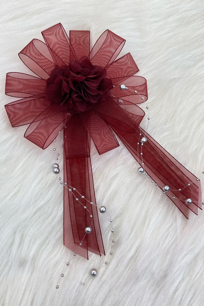 Bordo Bohça Süsü, Gelin Damat Çeyiz Düğün Nişan Konvoy Gelin Arabası Sünnet Kına Süsü 5 Adet