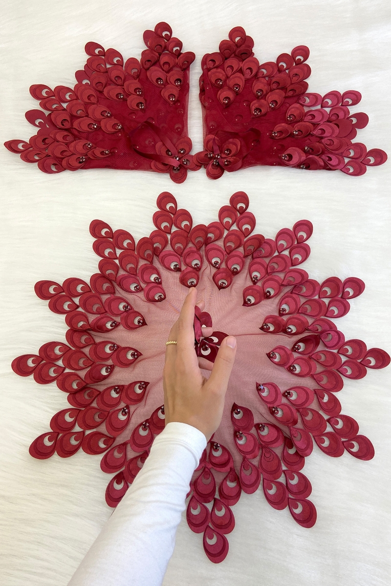 Bordo Büyük Boy Gelin Damat Mendili, Parlak Taşlı Düğün Halay Nedime Nişan Kına Sünnet Bride Mendil