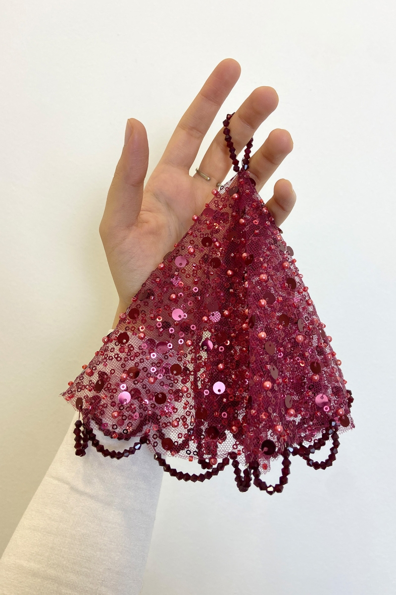 Bordo Gelin Damat Mendili, Pul Payet İnci ve Kristal Taş Detaylı, Düğün Kına Sünnet Söz Nişan