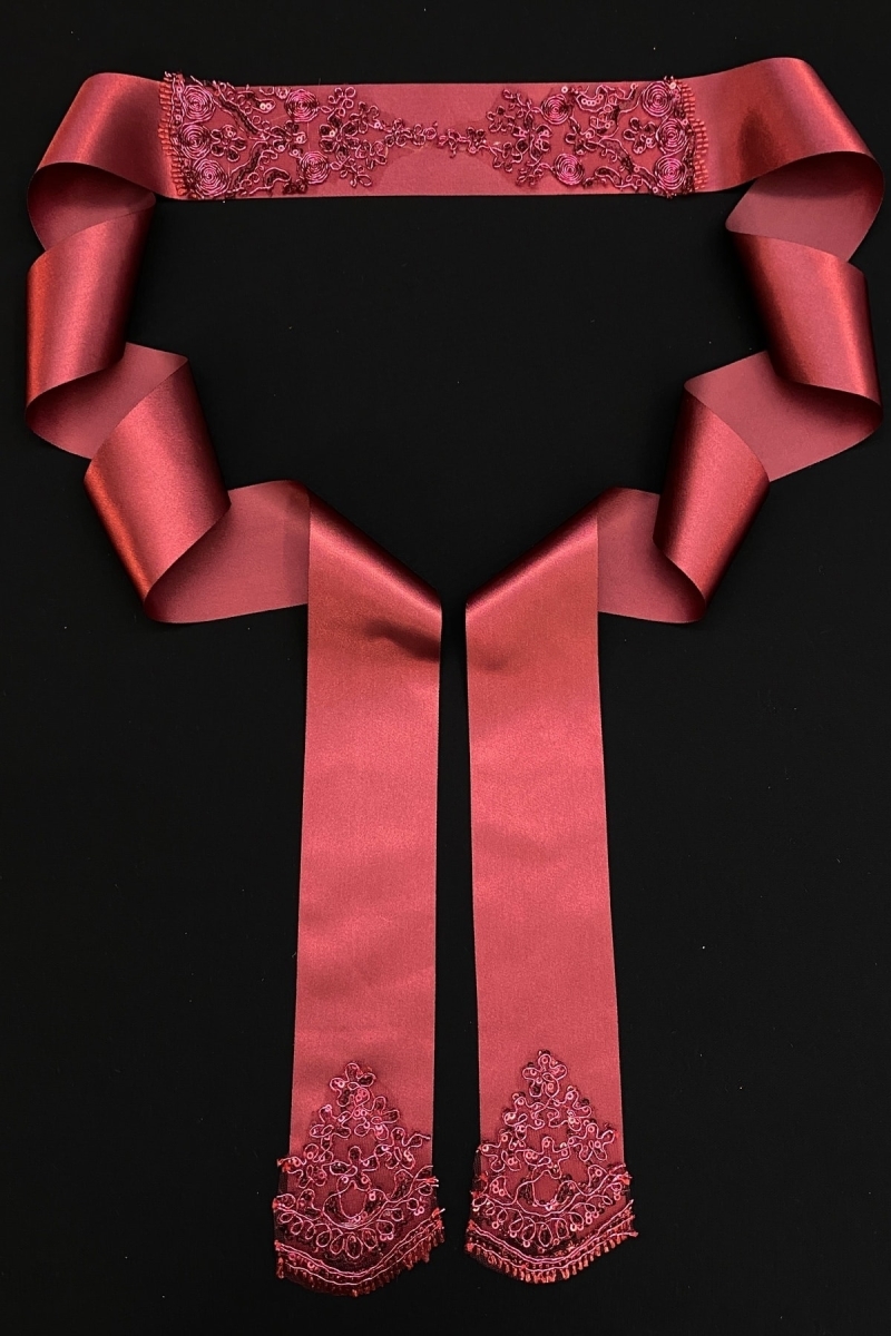 Bordo Gelin Kuşağı, Gelin Kurdelesi, Gelin Beli Kemeri, Kardeş Kuşağı, Işıl Işıl Güpürlü