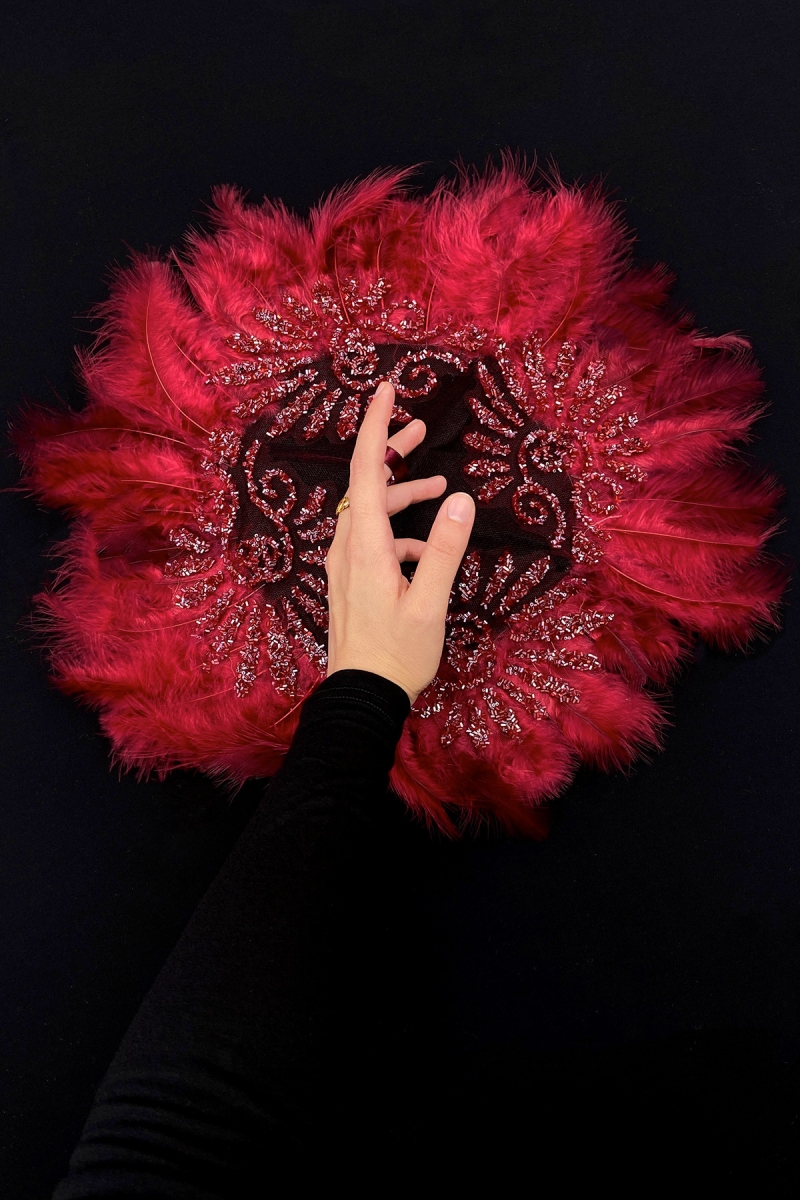 Bordo Gelin Mendili, Cam Boncuk Ve Tüy Süslemeli, Damat Düğün Kına Sünnet Nişan Bride Söz Nedime