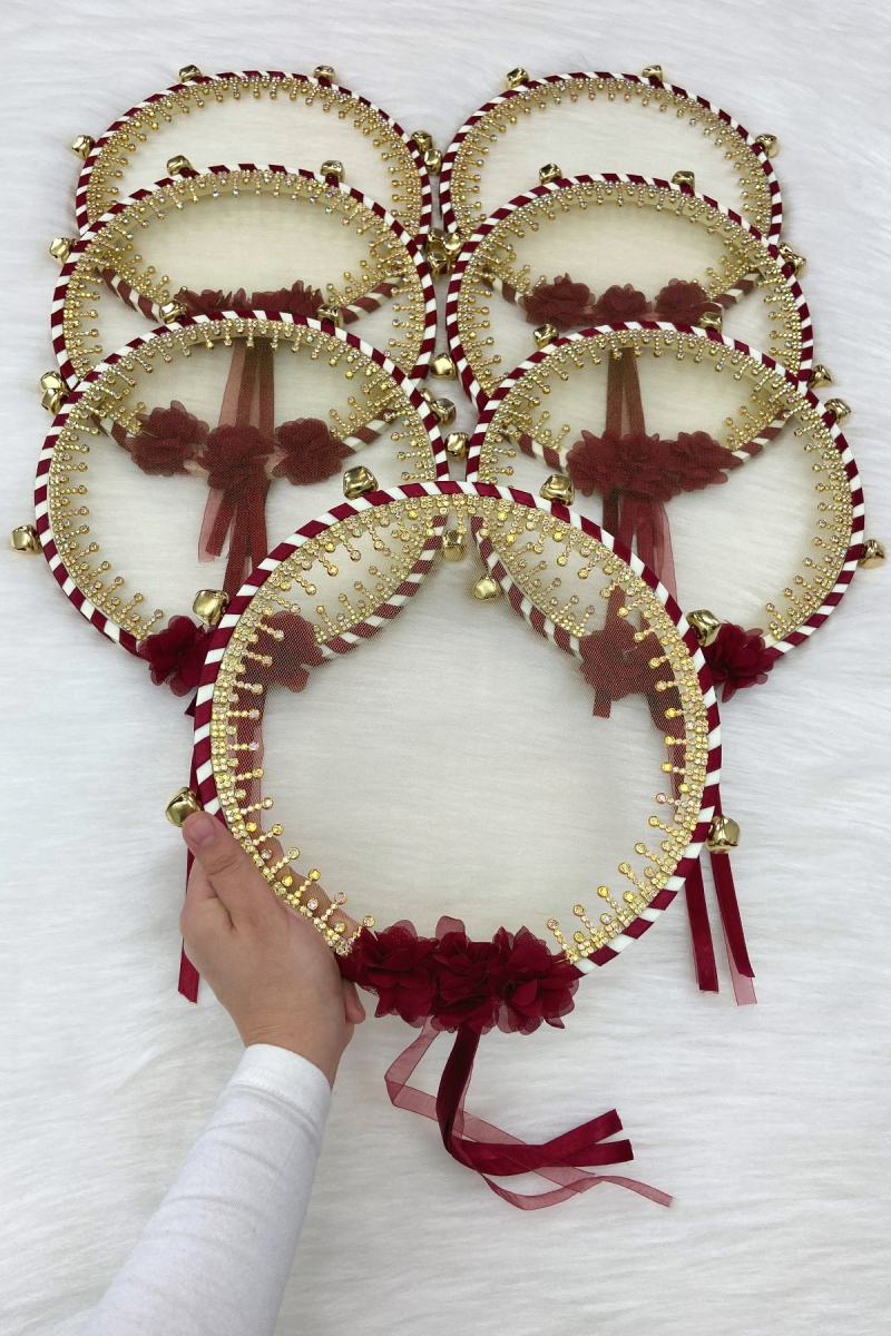 Bordo Gelin Nedime Tefi, Çiçek Ve Sultan Taşlı, Düğün Kına Gecesi Bride Sünnet Parti Defi 1 Adet