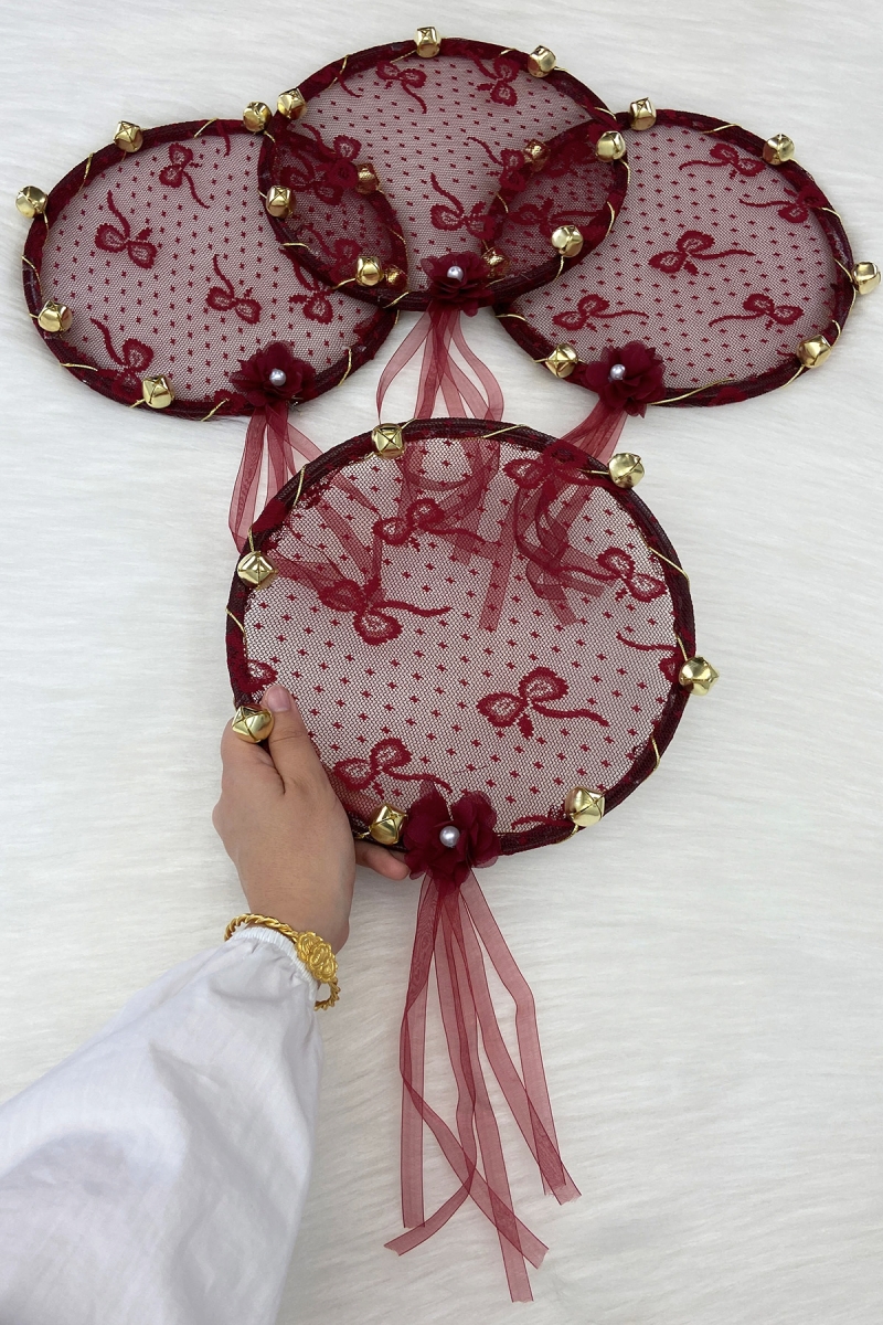 Bordo Gelin Nedime Tefi Dantel, 3D Çiçek Süslemeli, Düğün Kına Gecesi Sünnet Bride To Be Defi 1 Adet