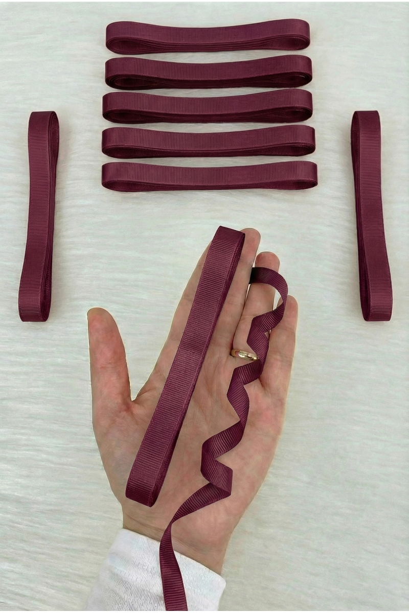 Bordo Grogren Kurdele 1 Cm 10 Metre, Bohça Çeyiz Kına Düğün Nikah Hediye Paketleme Süsleme Kurdelesi