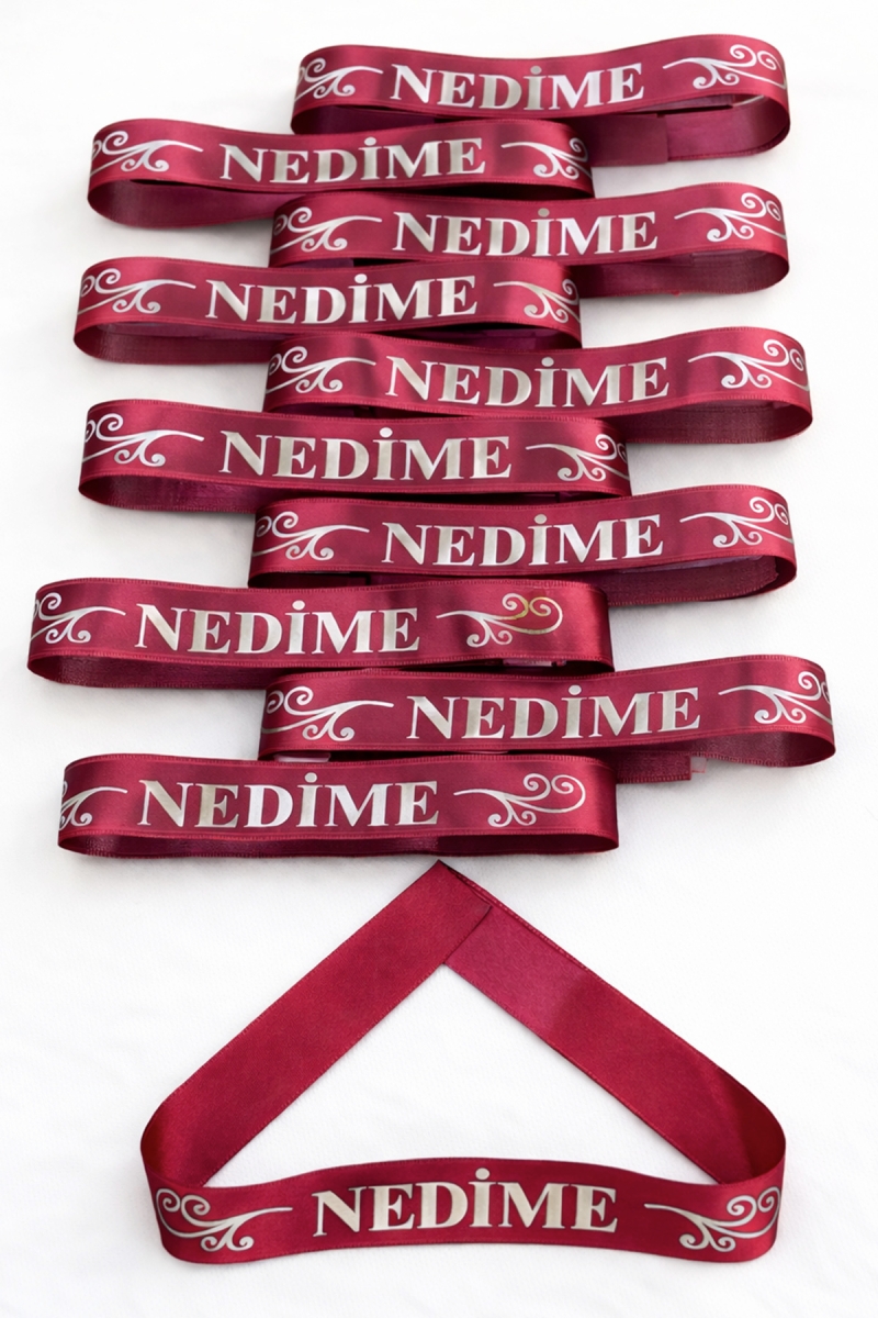 Bordo Gümüş Nedime Kol Kurdele, 1 Adet Bant Ve Bileklik, Sağdıç Düğün Kına Gecesi Bride Nişan