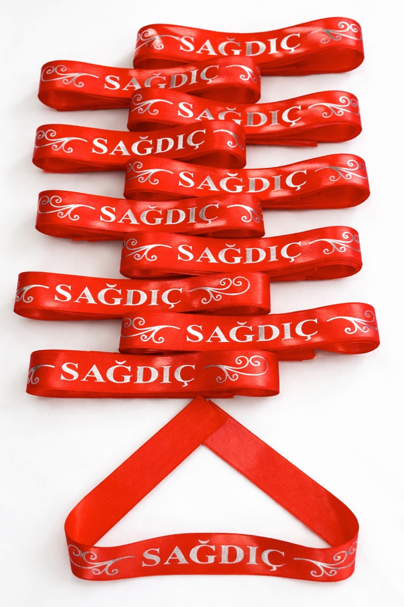 Kırmızı Gümüş Sağdıç Kol Kurdele, 1 Adet Bant Ve Bileklik, Sağdıç Düğün Kına Gecesi Bride Bekarlığa