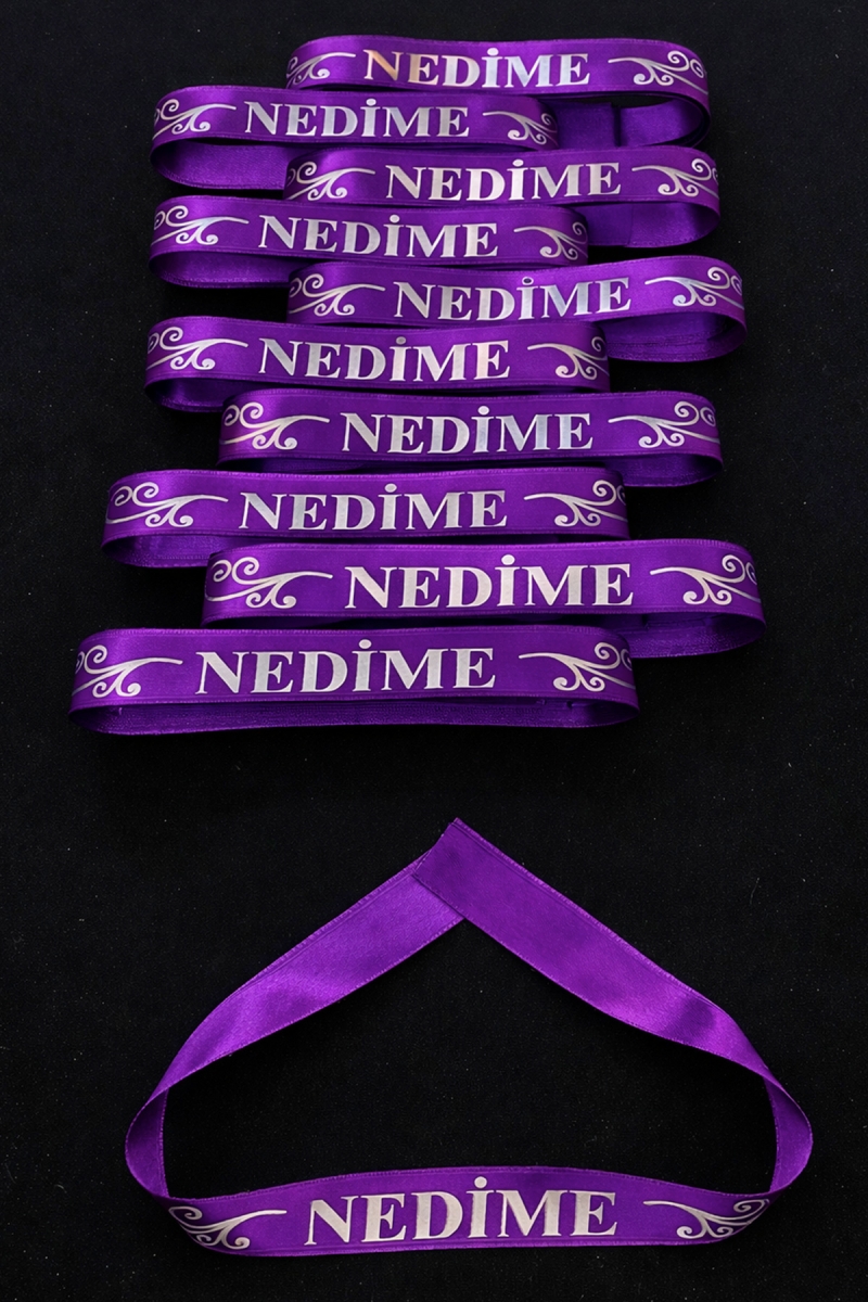 Mor Gümüş Nedime Kol Kurdele, 1 Adet Bileklik Bant, Kına Gecesi Sağdıç Düğün Bride Bekarlığa Veda