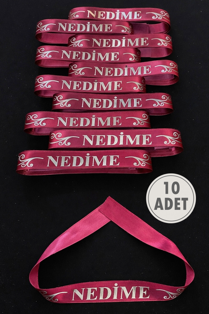 Bordo Gümüş Nedime Kol Kurdele, 10 Adet Kolluk Bileklik Bant, Kına Gecesi Düğün Bride Bekarlığa Veda