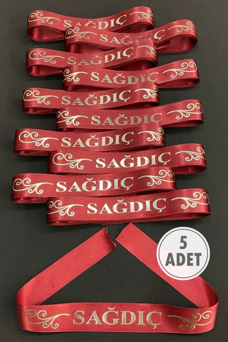 Bordo Gümüş Sağdıç Kol Kurdele, 5 Adet Kolluk Bileklik Bant, Kına Gecesi Düğün Bride Bekarlığa Söz