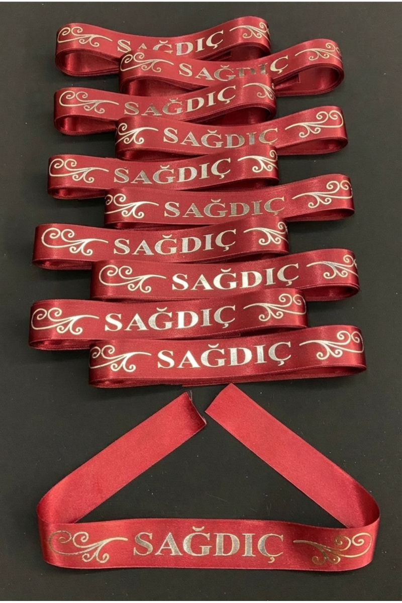 Bordo Gümüş Sağdıç Kol Kurdele Bileklik Bant, Kına Gecesi Nedime Düğün Bride Bekarlığa Veda 1 Adet