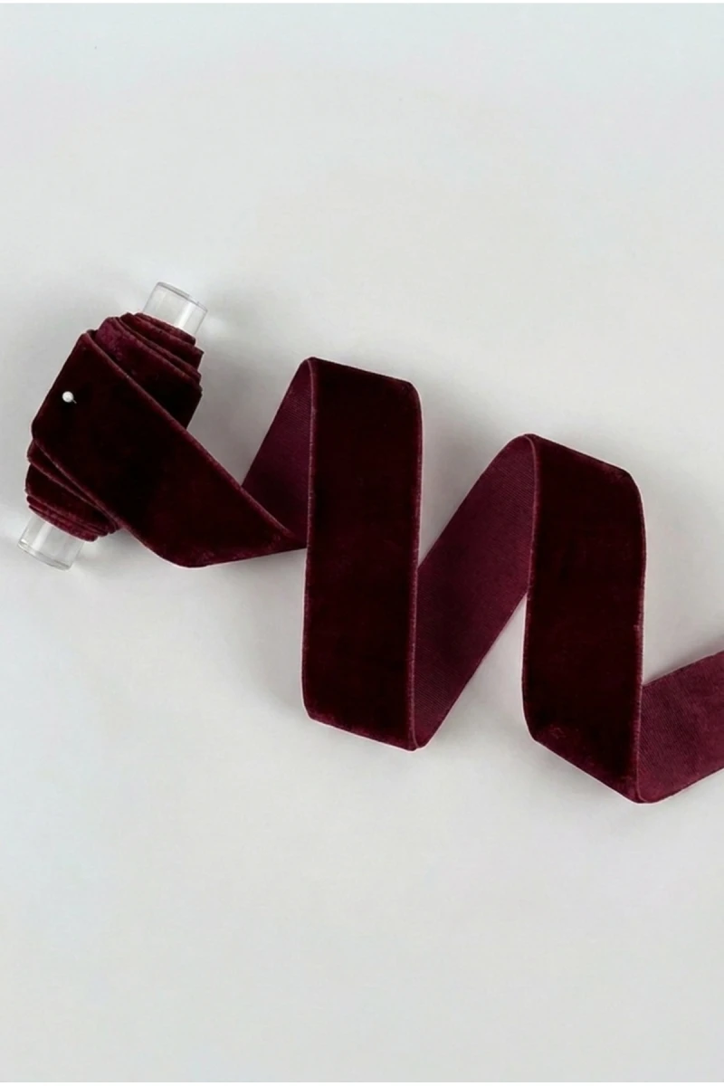 Bordo Kadife Kurdele 3cm 1mt, Gelin, Damat, Bohça, Nişan, Çeyiz, Nikah, Hediye, Şeker, Süsleme