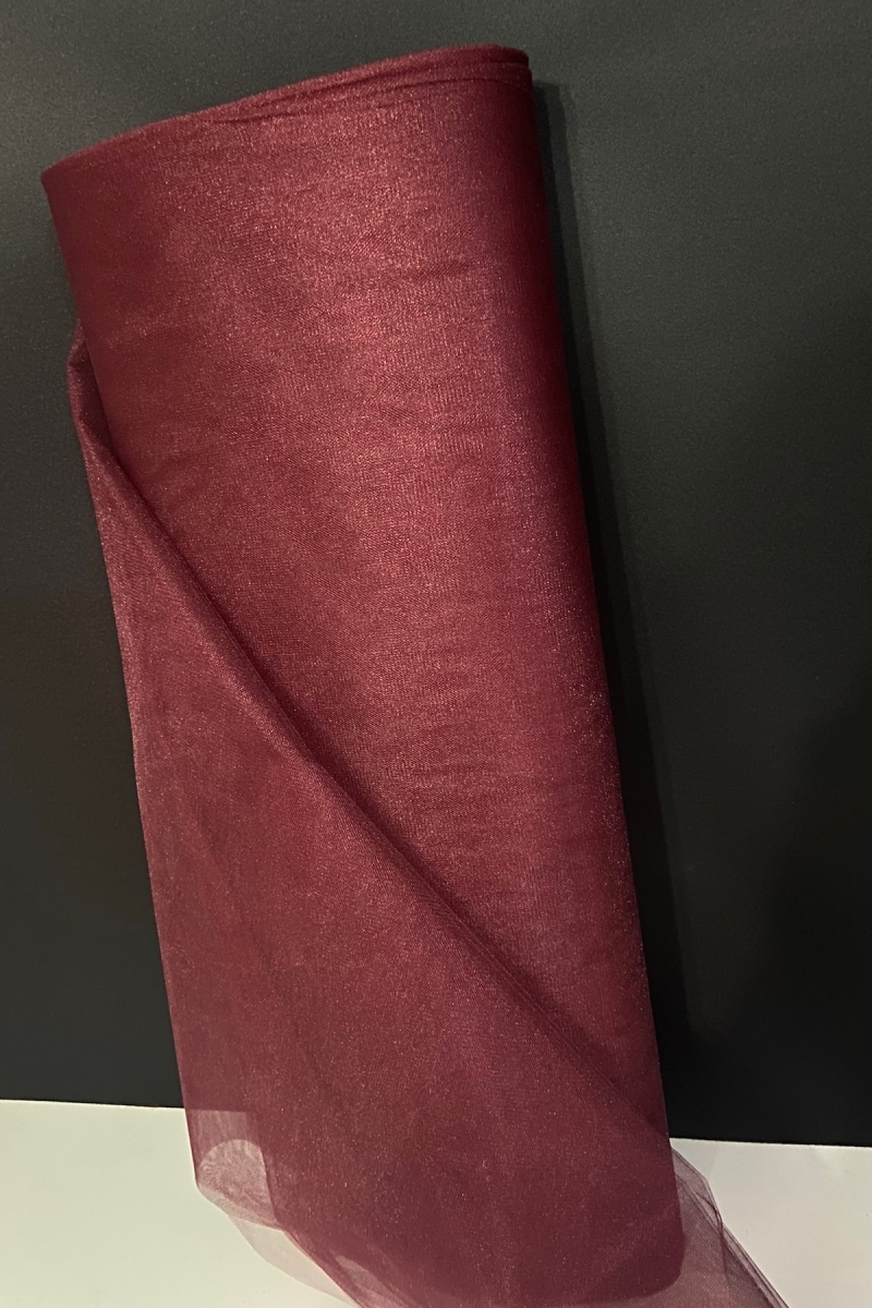 Bordo Kristal Tül, Bohça Çeyiz Gelin Nişan Tepsi Valiz Bavul Kapı Hediye Süsleme Tülü Süsü 100x300cm