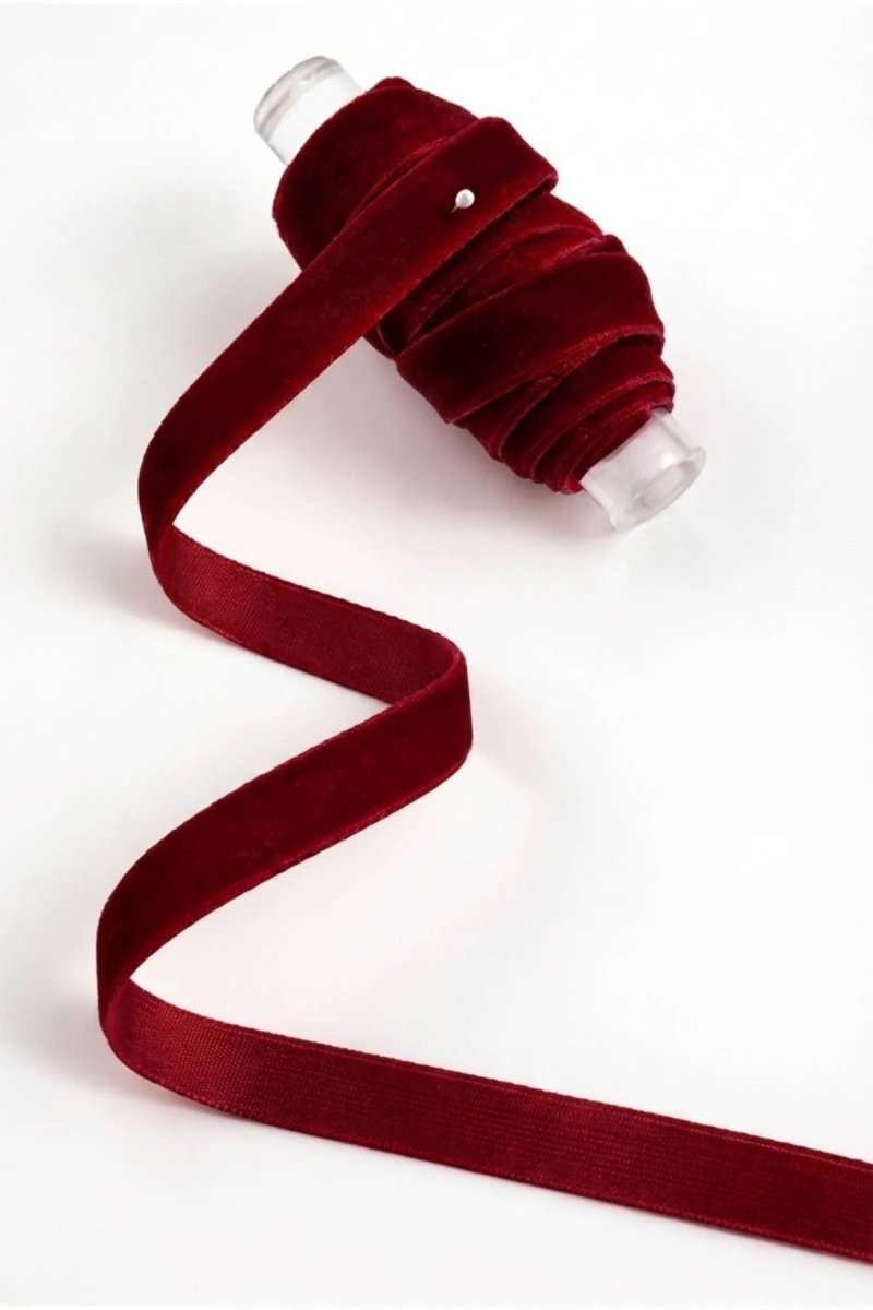Bordo Kurdele, 5mt 1cm Kadife, Bohça, Çeyiz, Hediye, Süsleme, Şeker, Gelin, Damat, Nişan, Nikah