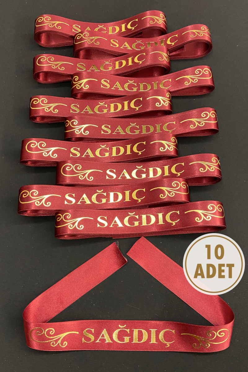 Bordo Sağdıç Kol Kurdele, 10 Adet Kolluk Bileklik Bant, Kına Gecesi Düğün Bride Bekarlığa Veda Söz