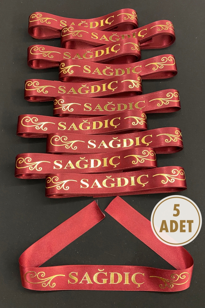 Bordo Sağdıç Kol Kurdele, 5 Adet Kolluk Bileklik Bant, Kına Gecesi Düğün Bride Bekarlığa Veda Söz