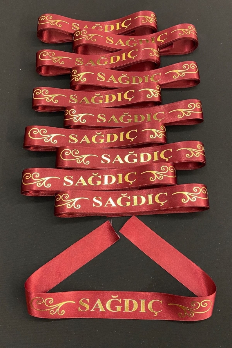 Bordo Sağdıç Kol Kurdele Bileklik Bant, Kına Gecesi Düğün Bride Bekarlığa Veda Söz, 1 Adet