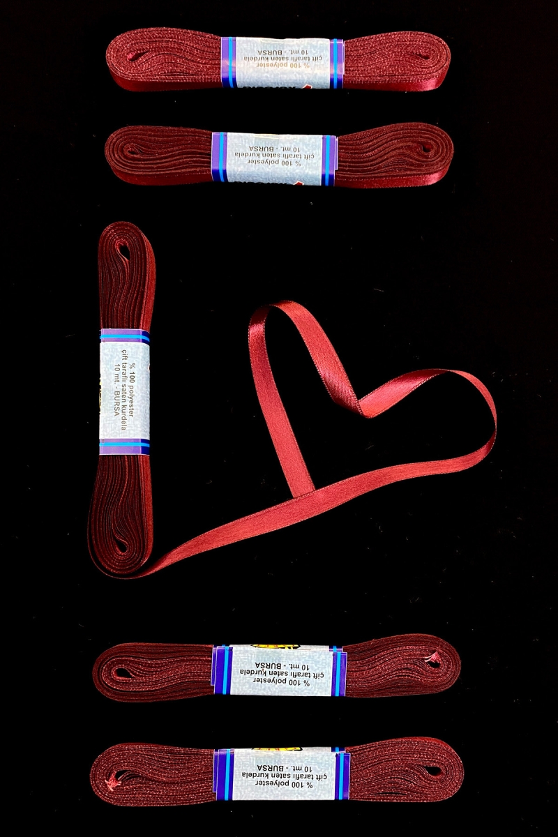 Bordo Saten Kurdele 1 Cm 10 Metre, Bohça Çeyiz Özel Gün Hediye Süsleme Kurdelesi