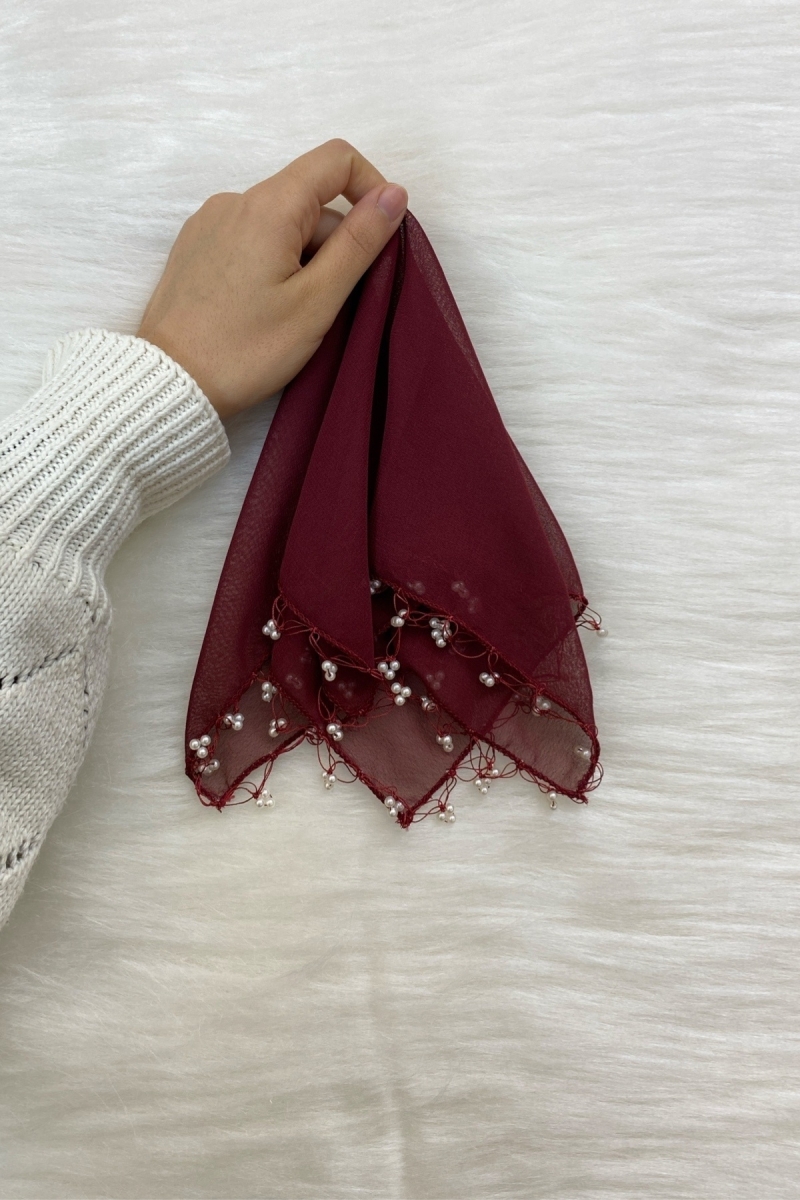 Bordo Şifon Gelin Damat Mendili, Düğün Halay Nedime Bride Parti Kına Nişan Sünnet Hediye, 5 Adet