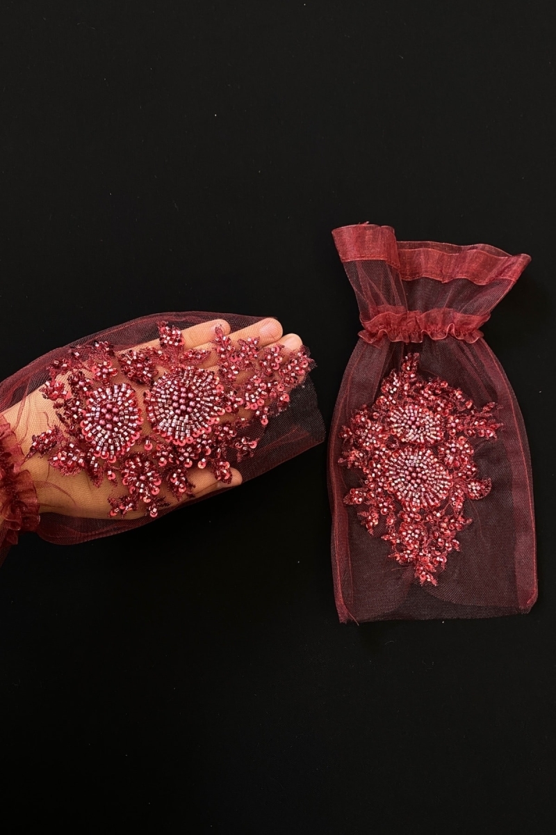 Bordo Vip Delux Gelin Eldiveni, Kına Eldiveni