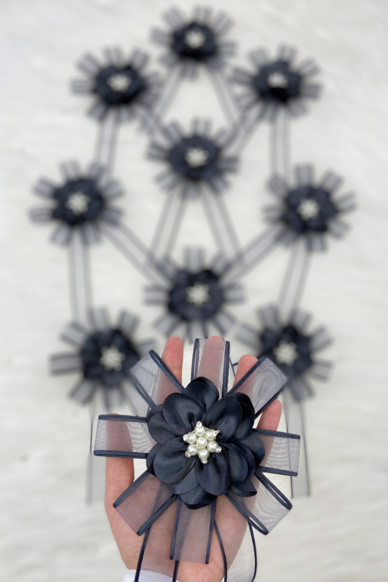 Broşlu Füme Bohça Süsü, Gelin Damat Çeyiz Düğün Nişan Konvoy Gelin Arabası Sünnet Kına Süsü 5 Adet