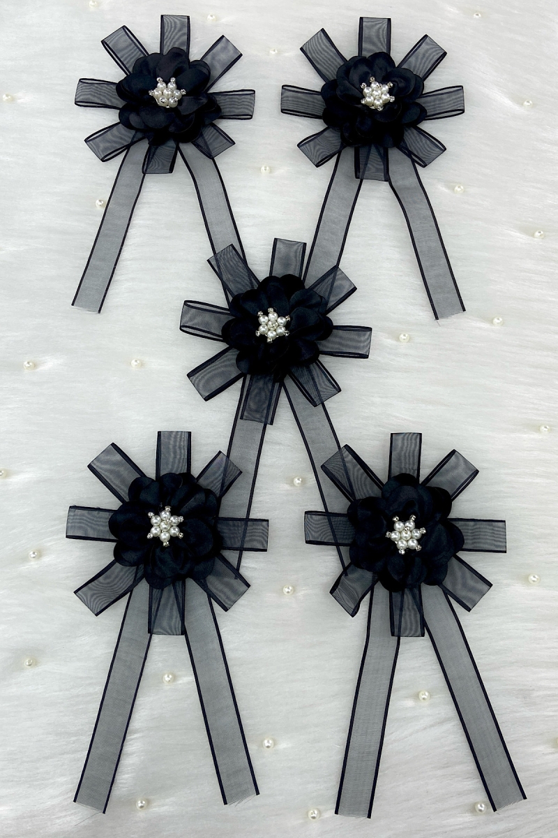 Broşlu Siyah Bohça Süsü, Gelin Damat Çeyiz Düğün Nişan Konvoy Gelin Arabası Sünnet Kına Süsü 1 Adet