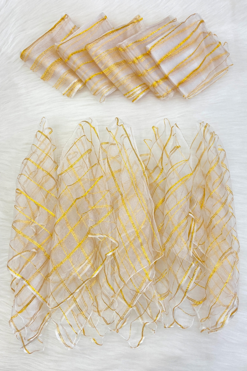 Büyük Boy 70cm Gold Simli Gelin Halay Mendili, Nedime Kına Şal, Düğün Konvoy Havlu Süsü, Gold 1li