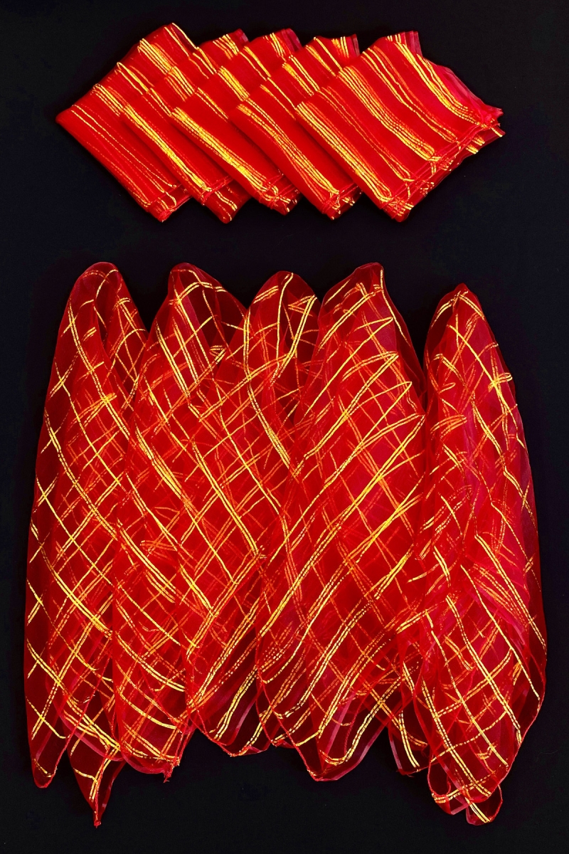 Büyük Boy 70cm Gold Simli Gelin Halay Mendili, Nedime Kına Şal, Düğün Konvoy Havlu Süsü, Kırmızı 1li