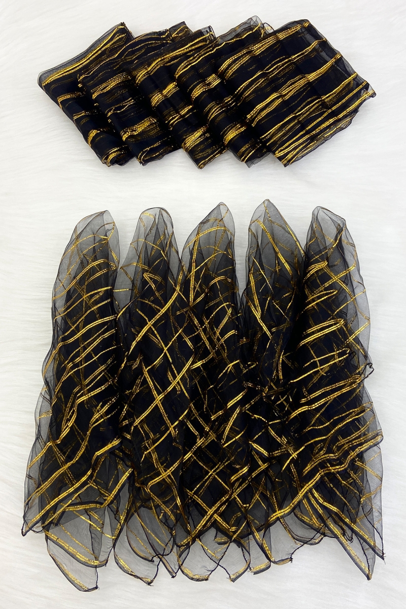 Büyük Boy 70cm Gold Simli Gelin Halay Mendili, Nedime Kına Şal, Düğün Konvoy Havlu Süsü, Siyah 1li