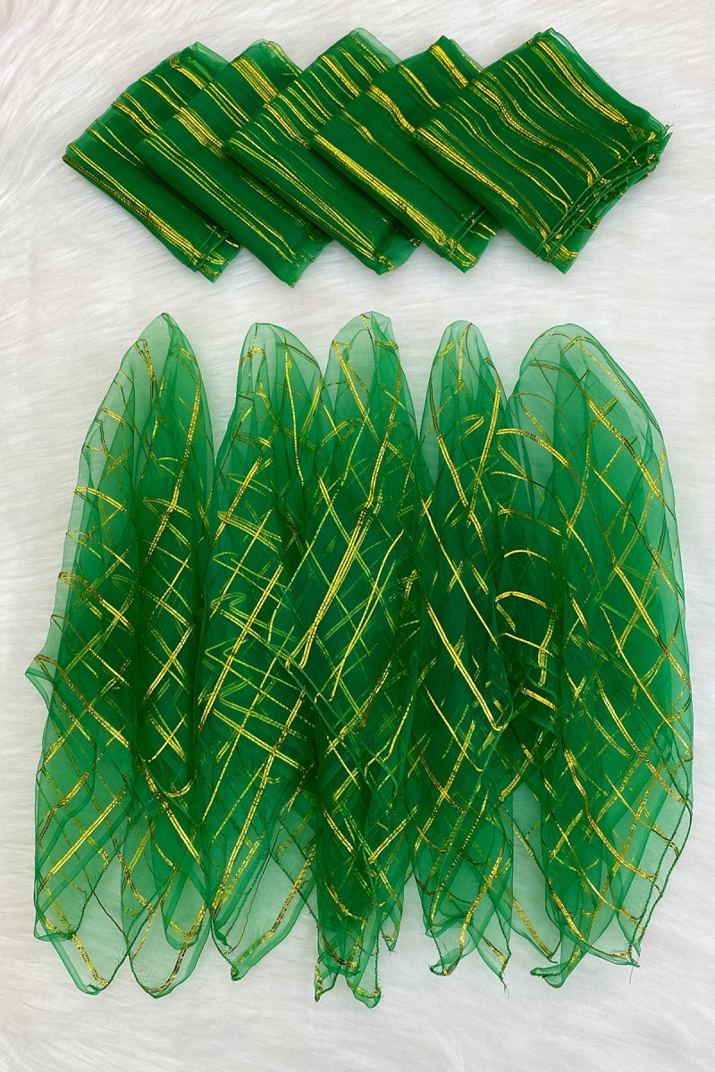 Büyük Boy 70cm Gold Simli Gelin Halay Mendili, Nedime Kına Şal, Düğün Konvoy Havlu Süsü, Yeşil 1li