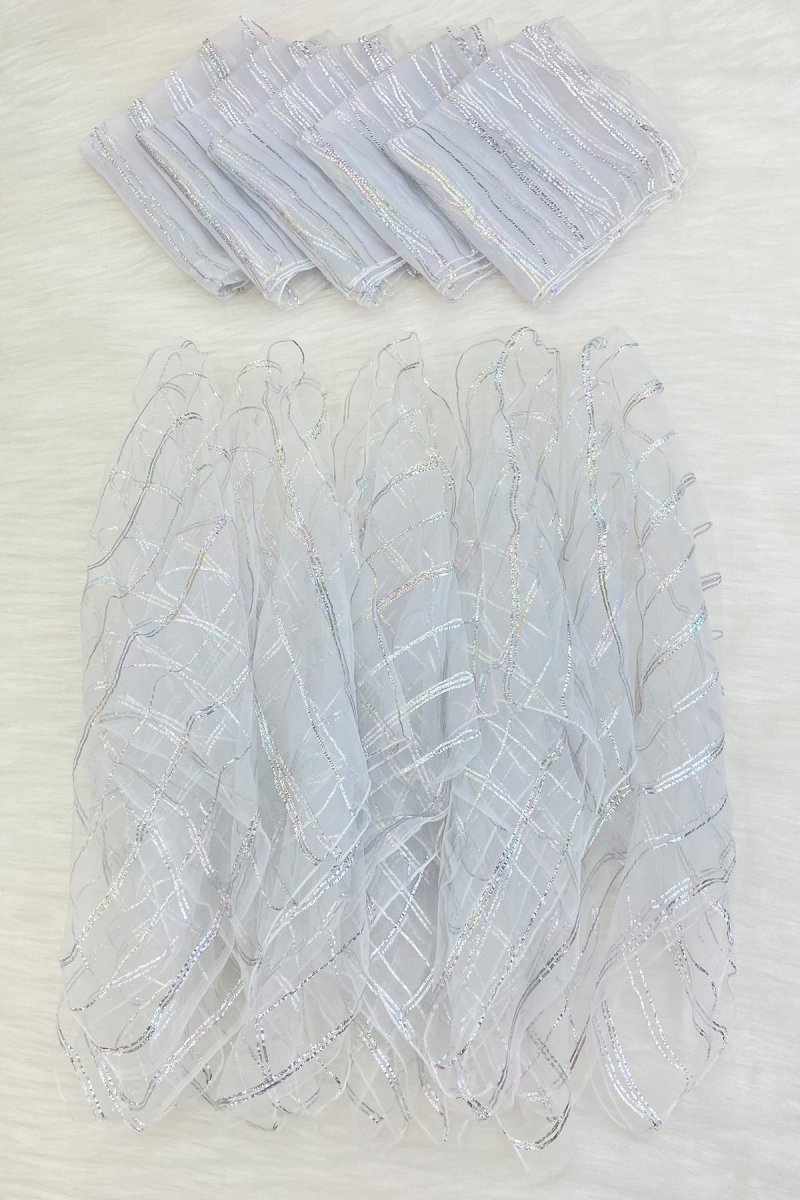 Büyük Boy Gümüş Simli Halay Mendili, Beyaz 5 Adet, Gelin Damat Düğün Kına Sünnet Nişan Bride