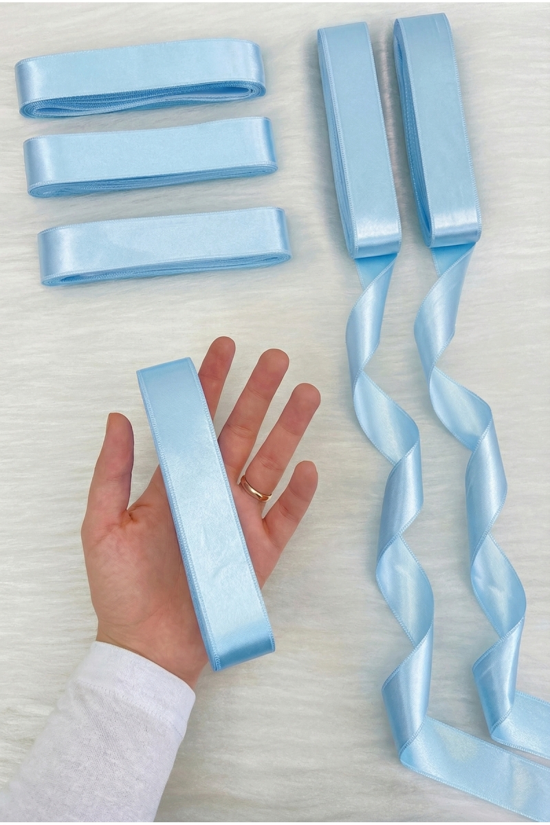 Buz Mavi Saten Kurdele 3 Cm 10 Mt, Bohça Çeyiz Nikah Kına Sünnet Söz Doğum Günü Parti Hediye Süsleme