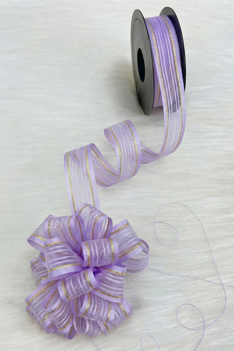 Çekmeli Şifon Kurdele Lila Gold Sim 2,5cm 20mt, Gelin, Bohça, Çeyiz, Nişan, Hediye, Parti, Süsleme