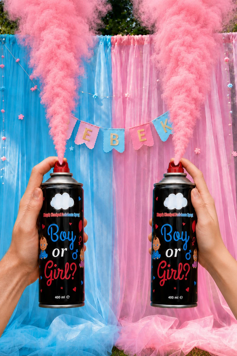 Cinsiyet Belirleme Spreyi, 1 Adet Kız 400ml Bebek Parti Tüpü, Baby Or Girl Kız Mı Erkek Mi Baby Shower Gender Reveal Party