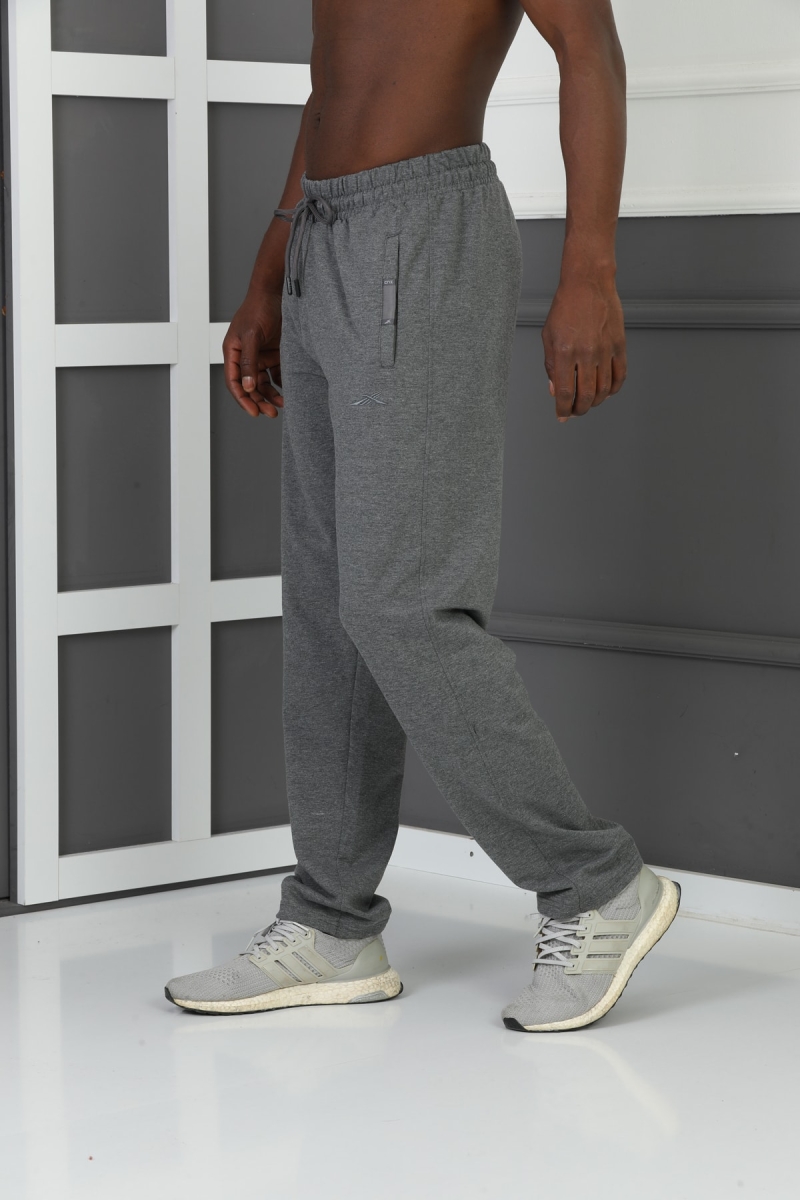 Erkek Antrasit Çift Cep Düz Paça Büyük Beden Pamuklu Spor Eşofman Altı