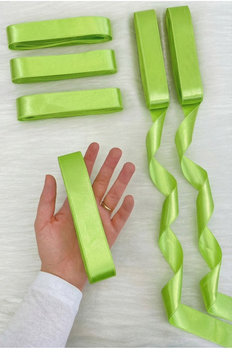 Fıstık Yeşili Saten Kurdele 3cm 10mt, Bohça Çeyiz Nikah Kına Sünnet Doğum Günü Parti Hediye Süsleme
