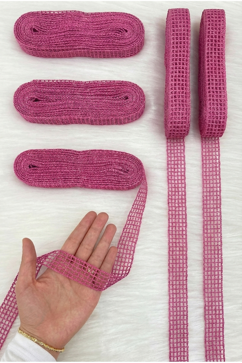 Fuşya File Kurdele 2,5cm 10mt, Gelin, Damat, Bohça, Çeyiz, Nişan, Söz, Nikah, Hediye, Parti, Süsleme