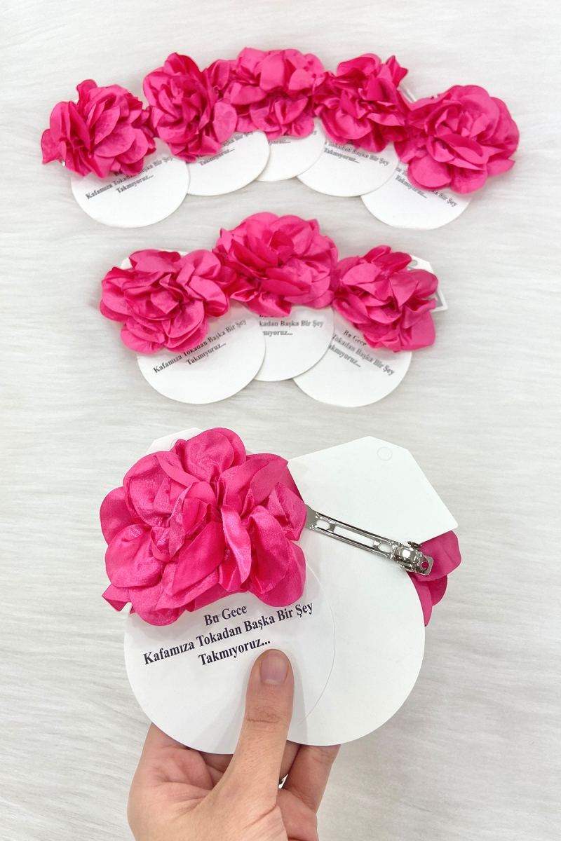Fuşya Hediyelik Toka Klipsli, Kına Gecesi Nedime Bride Bekarlığa Parti Nişan Düğün Sünnet, 10 Adet
