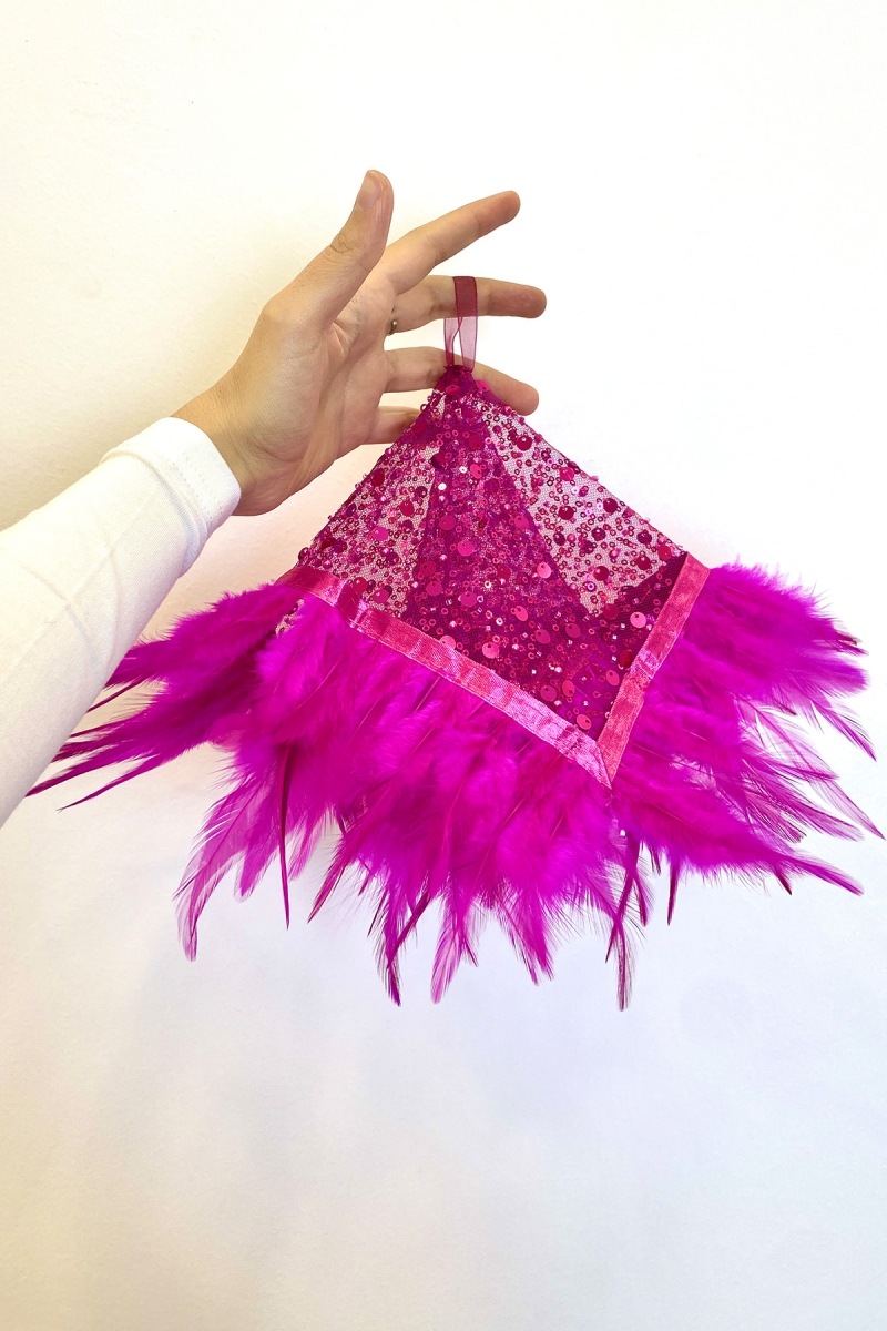 Fuşya Otantik Vip Gelin Mendili, Halay Arnavut Mendili Boncuk Inci Pul Ve Tüy Detaylı