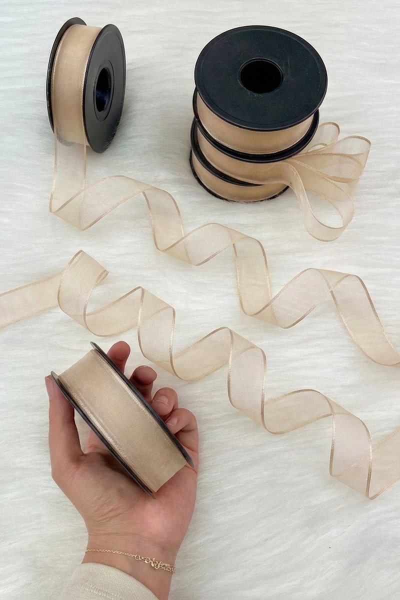 Vizon Şifon Kurdele 2,5 cm 20 mt, Gelin, Damat, Bohça, Nişan, Çeyiz, Özel Gün, Hediye, Süsleme