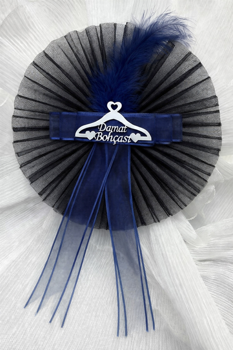 Lacivert Damat Bohçası Süsü, 1 Adet Pleksili, Gelin Çeyiz Düğün Nişan Hediye Konvoy Valiz Bavul Kına