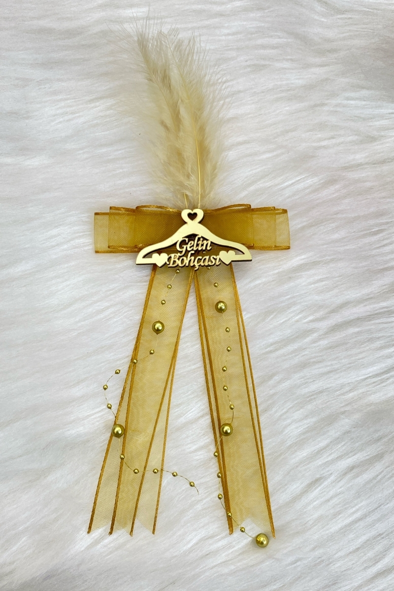 Gold Gelin Bohça Süsü, Damat Çeyiz Valiz Bavul Düğün Nişan Söz Konvoy Gelin Arabası Kına Süsü 1 Adet