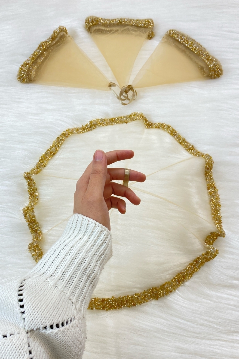 Gold Gelin Damat Mendili, Düğün Halay Nedime Kına Sünnet Mendili, Cam Boncuk ve Pul Baskılı