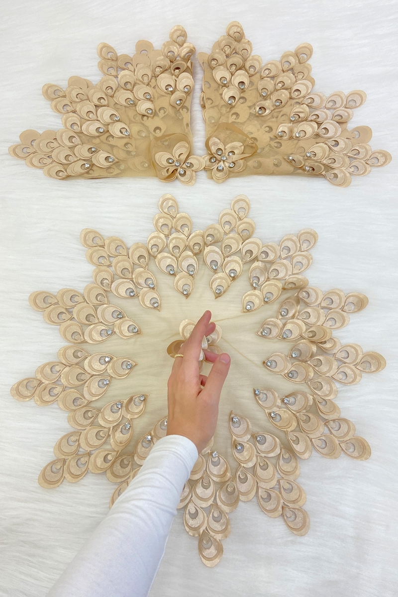 Gold Gelin Damat Mendili, Parlak Taş Detaylı Düğün Halay Nedime Söz Nişan Kına Sünnet Bride Mendil