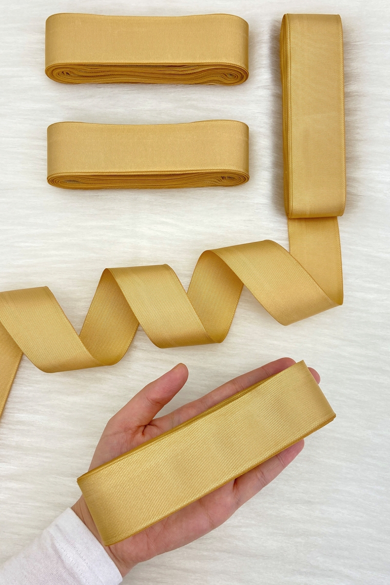 Gold Grogren Kurdele 4 Cm 10 Mt, Bohça Çeyiz Düğün Nişan Doğum Günü Hediye Paketleme Süsleme