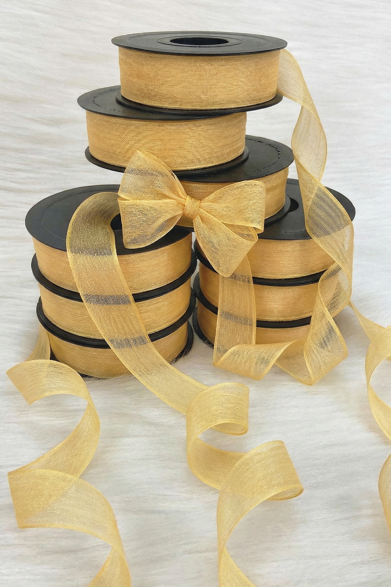 Gold Keten Nopeli Kurdele 2,5 Cm 20 Metre, Bohça Çeyiz Özel Gün Hediye Süsleme Kurdelesi