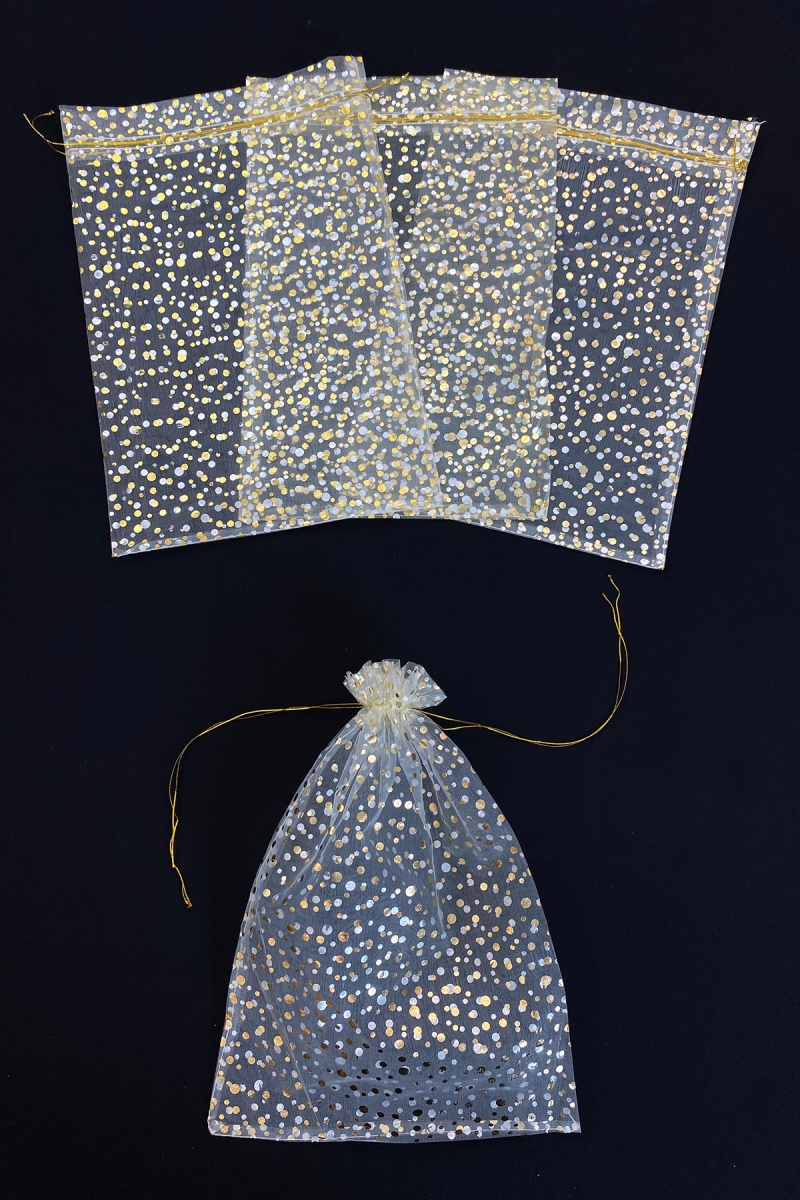 Gold Puantiye Havlu Terlik Seccade Bohça Çeyiz Hediye Kesesi 50 Adet Ölçü 28x40cm