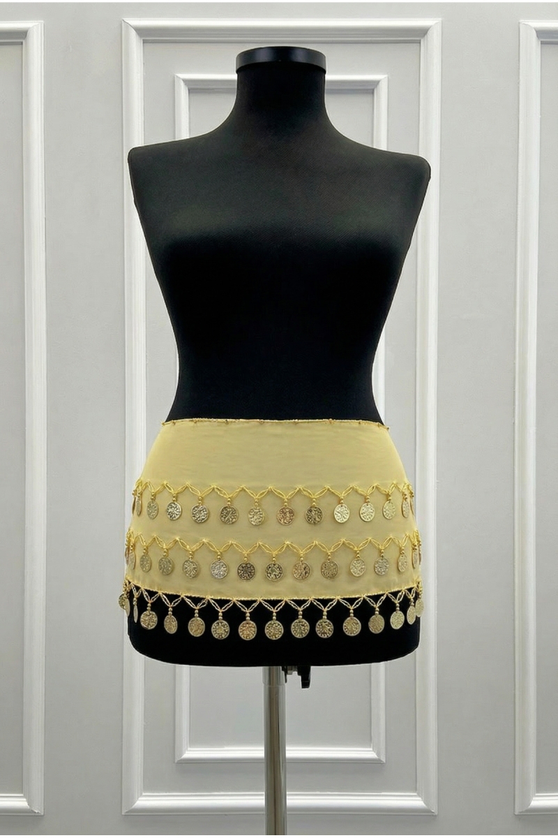 Gold Şakira Oryantal Dansöz Dans Kemeri Pullu Zilli Kına Oyun Eğlence Düğün Shakira Kemer