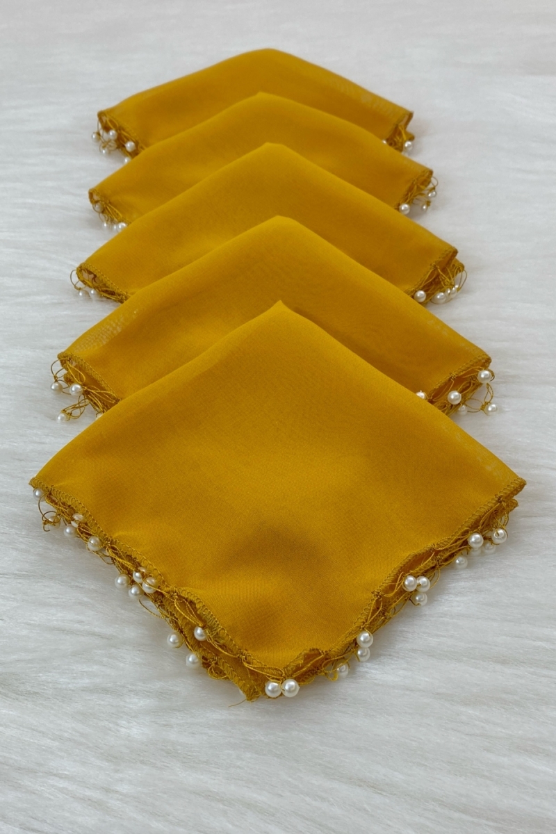 Gold Şifon Gelin Damat Mendili, Düğün Halay Nedime Bride Parti Kına Nişan Sünnet Hediye, 5 Adet